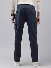 Navy Blue Cotton 7 Pockets Plain Cargo Trouser